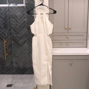 White cut out midi dress